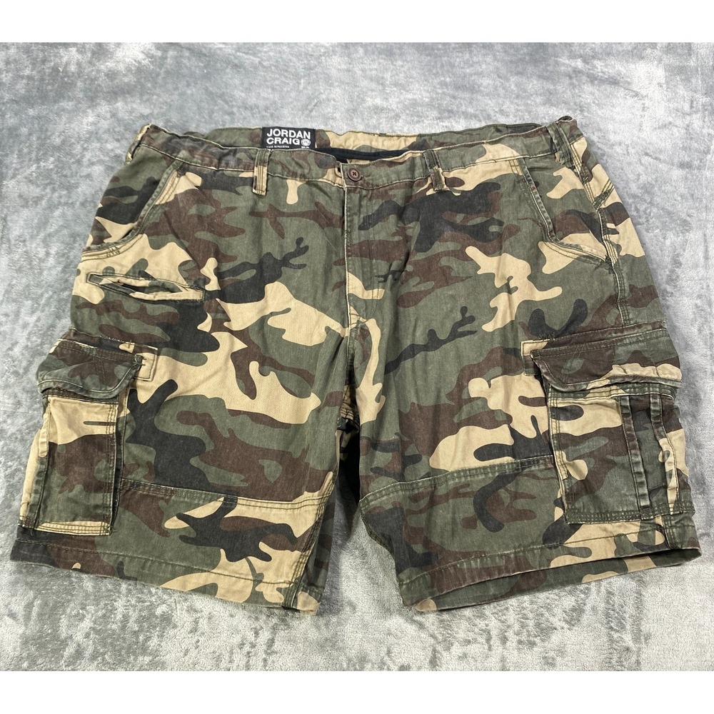 Jordan Craig Cargo Shorts Camo Mens Size 50 Green Military Utility Heavyweight